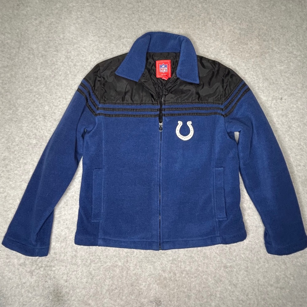 VTG Indianapolis Colts NFL Fleece Women's M Jacket Zip Up Blue Logo‎ Embroidered